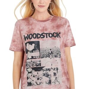 Maurices Woodstock Pink Tie-Dye Oversized Graphic Tee Shirt Size Medium